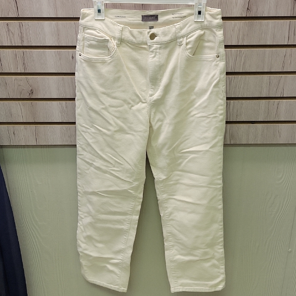 DL 1961 Cream Straight-Leg Corduroy Jeans